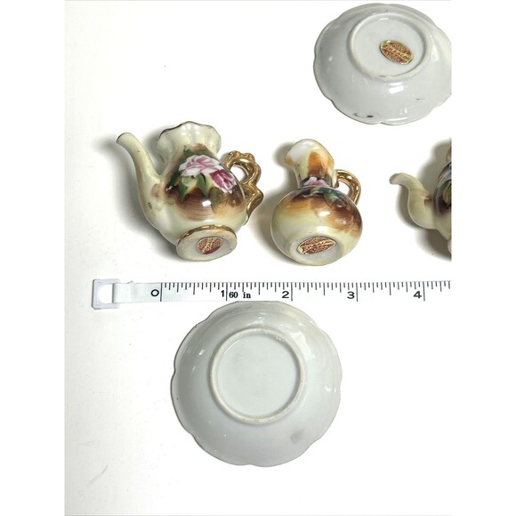Vintage Set Of 3 Tea Minis Floral Enesco Imports Japan Miniature Porcelain - Picture 6 of 6